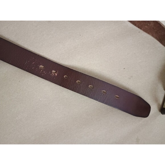 Leather Belt Timberland Brown Leather Belt Mens Size 38 Solid Brass Buckle - Picture 4 of 5